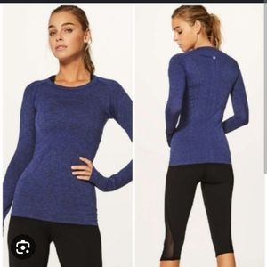 Lululemon Navy Swiftly Long Sleeve Running Shirt sz 6